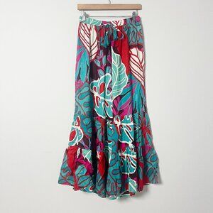 2/$30 True Destinations Resort Wear Teal Pink Floral Flare Pants Small